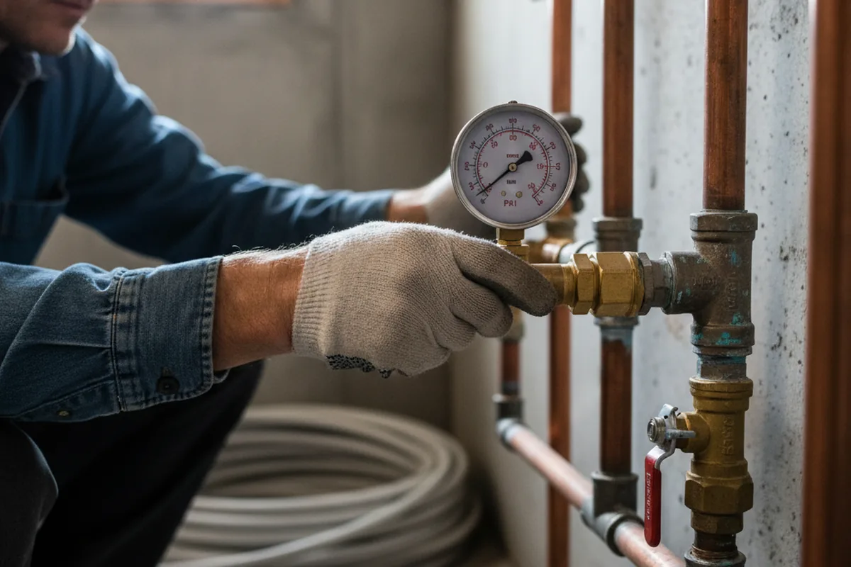 Pressure testing a repaired line during Water Line Repair in Fairview